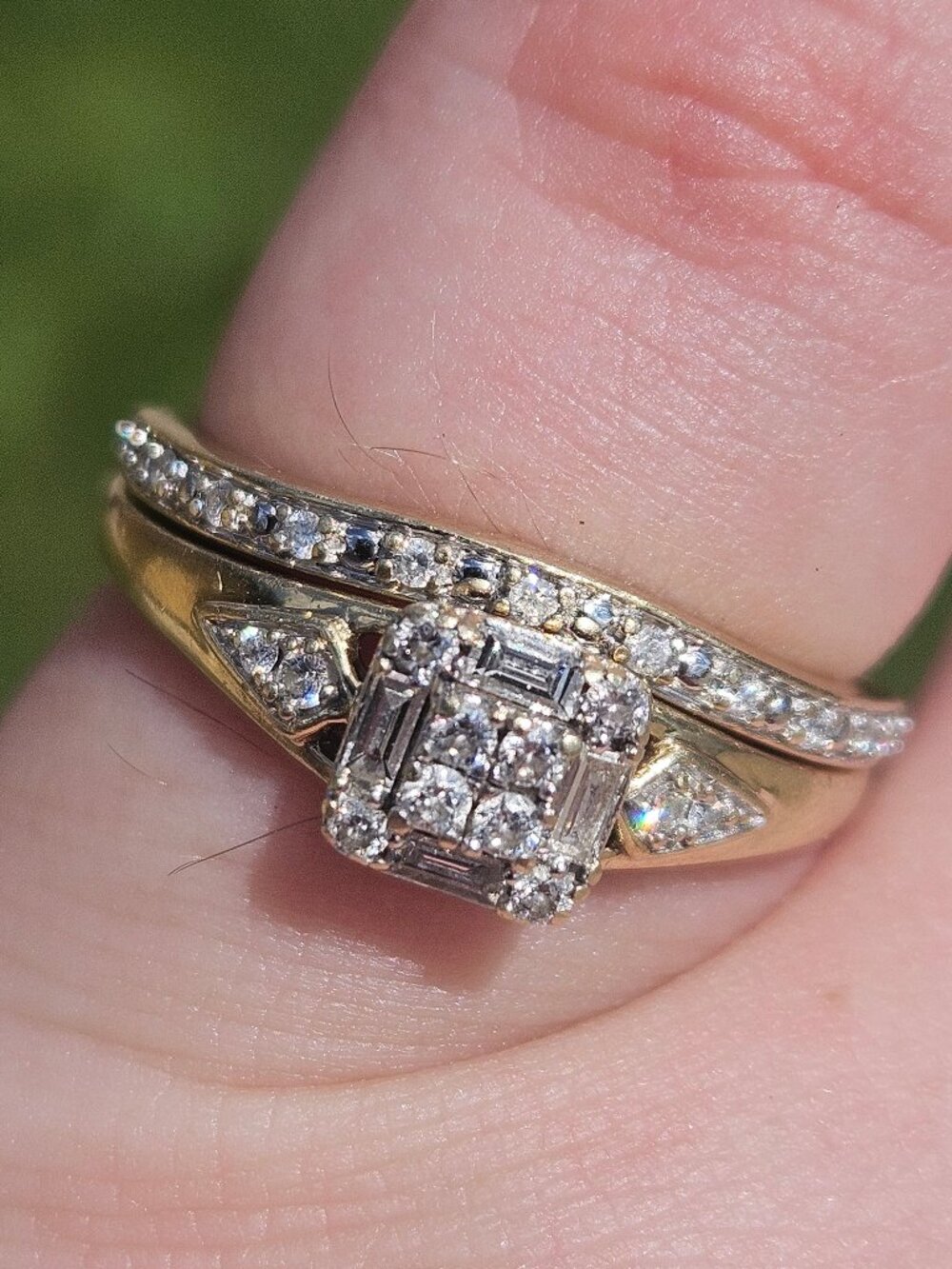 10K Yellow Gold Diamond Yellow Gold Diamond Loosed Wedding Ring Set Size 7